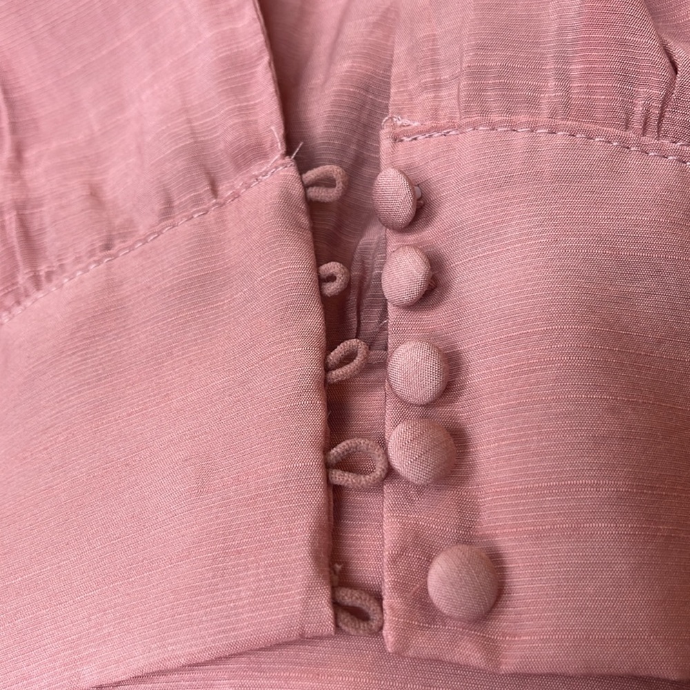 Hyfve Bohemian Pink Crop blouse w/Long Balloon Sleeves button waist Size Medium - Picture 9 of 12